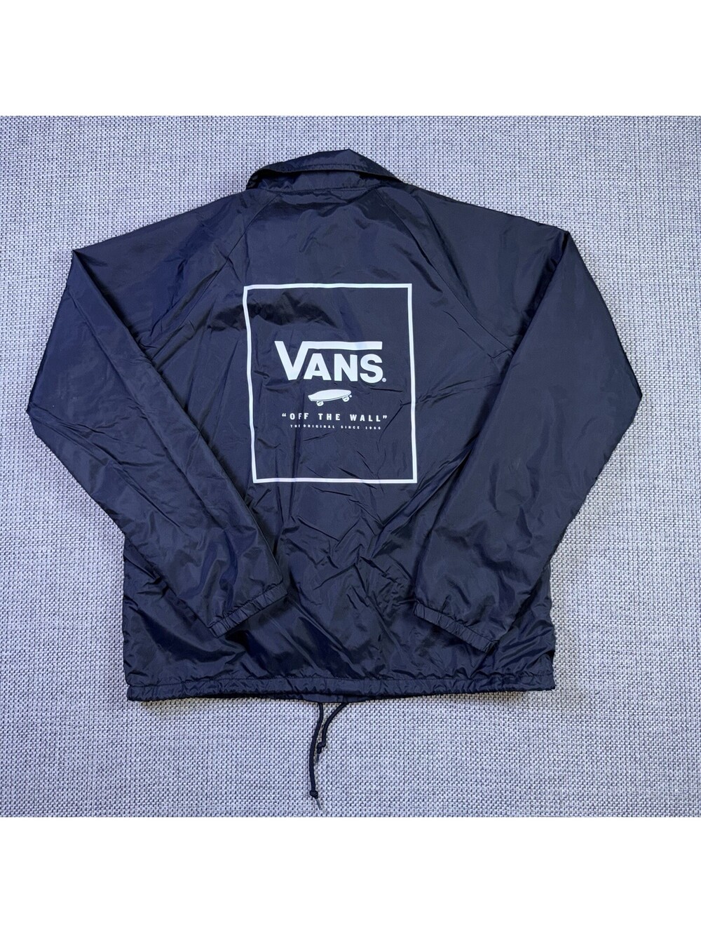 Vans Off The Wall Coach Jacket Men’s Medium Black Fleece Lined Skate Windbreaker